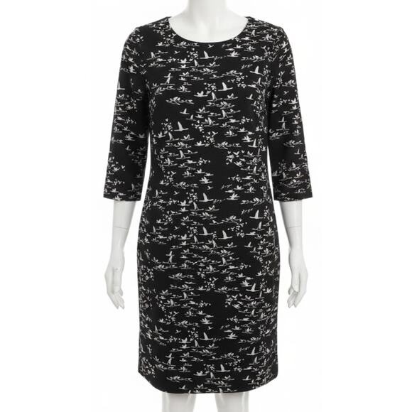 The Limited Dress M Black White 3/4 Sleeves All Over Print Back Zip Knee Length - Picture 1 of 7